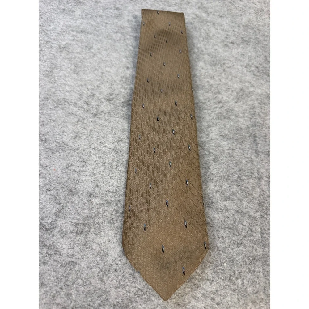 Wembley‎ Leatherback Satins Brown Geometric Diamond Pattern Mens Necktie Vintage